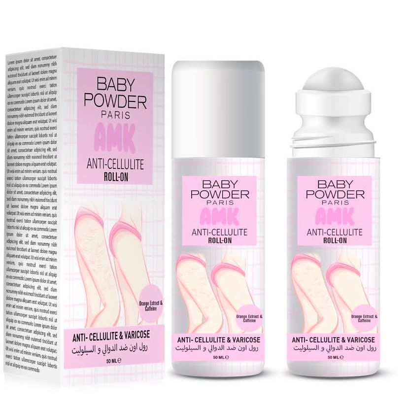 Baby Powder Paris (AMK) – Roll-On Anti-Cellulite & Varicose à l'Extrait d'Orange et Caféine (50 ml)