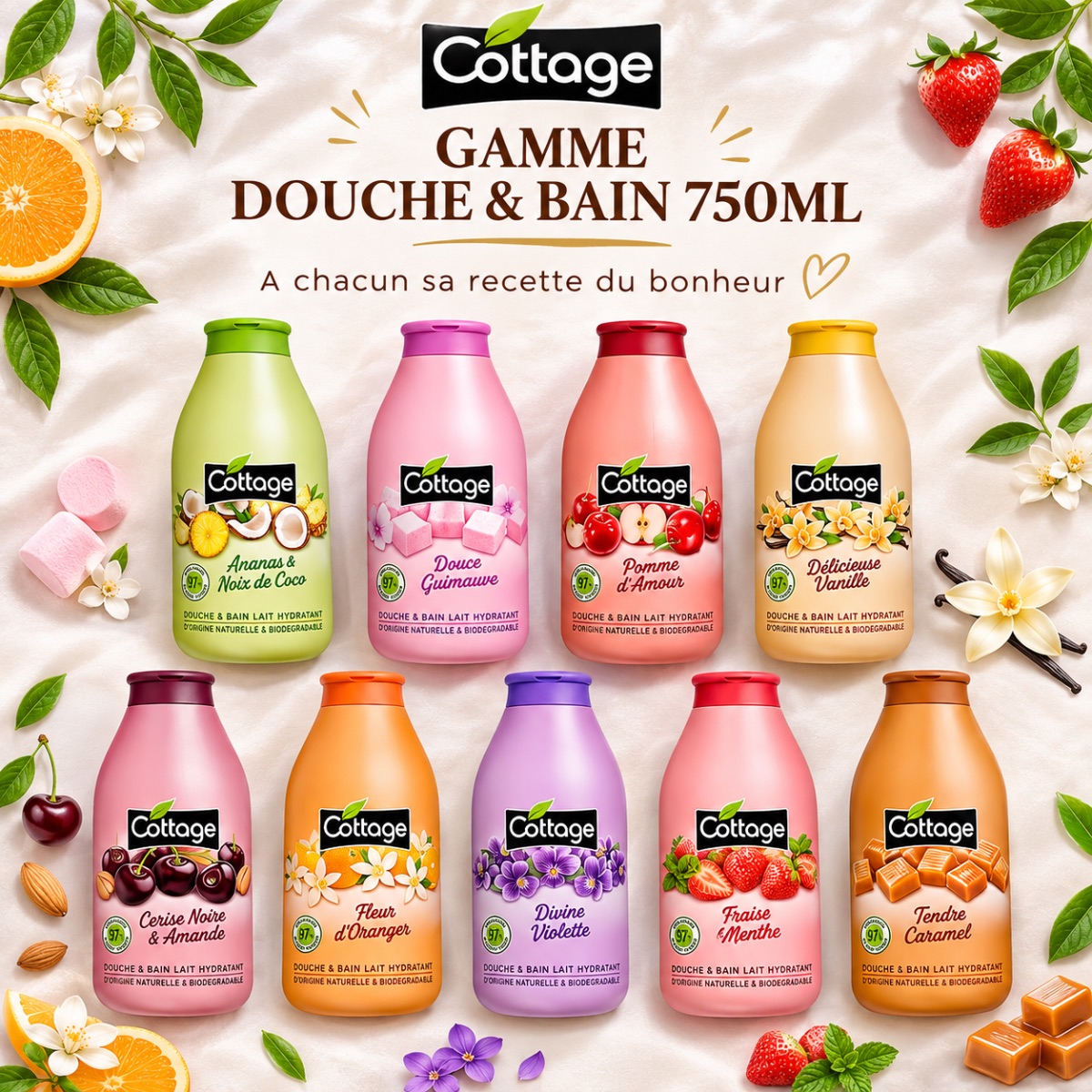 Cottage Douche & Bain Lait Hydratant 750 ml