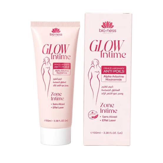 Bio-ness Glow Intime – Crème Éclaircissante Anti-Poils 100 ml